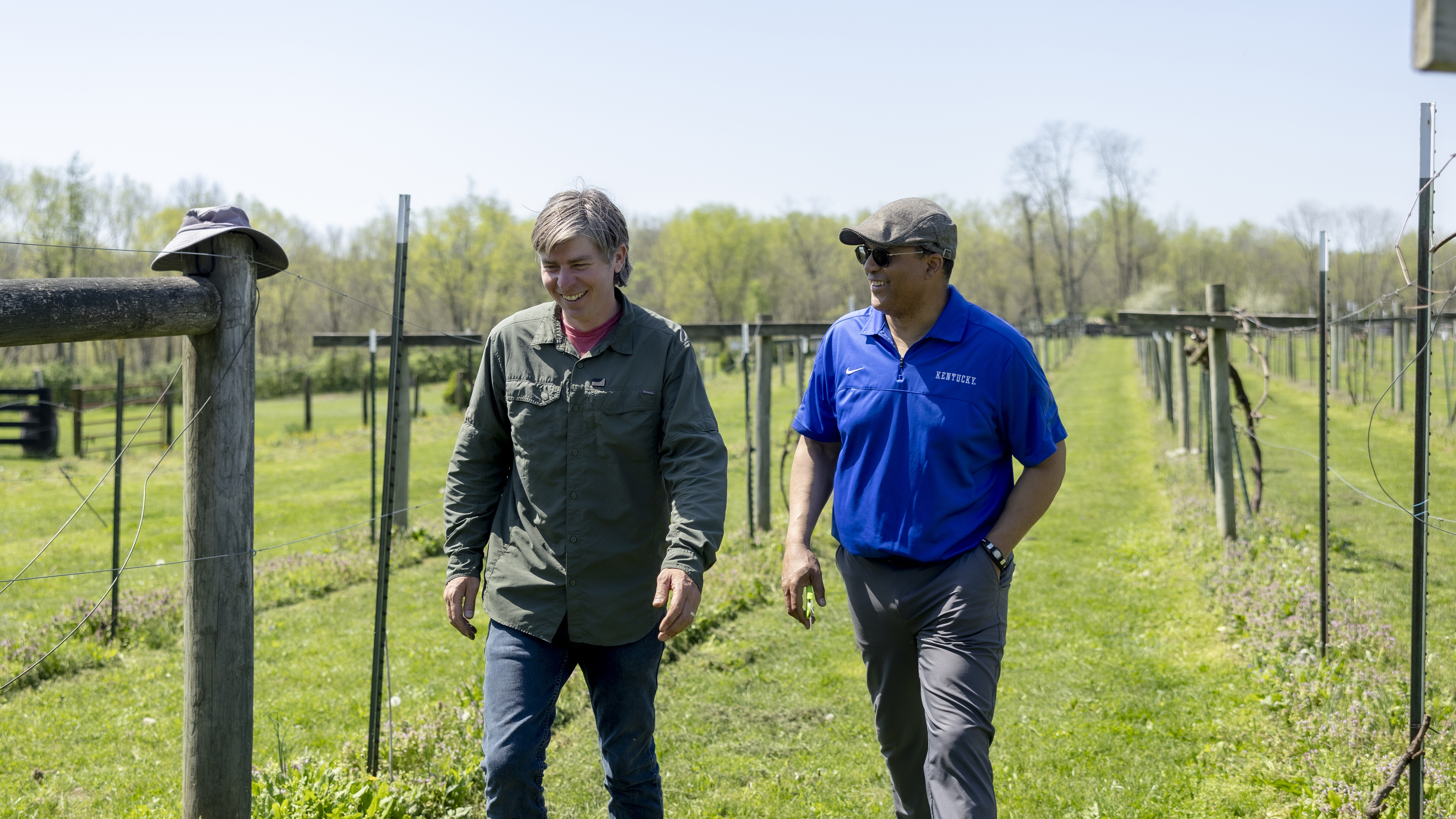 Jeff Wheeler and Allen Carter walking through winery