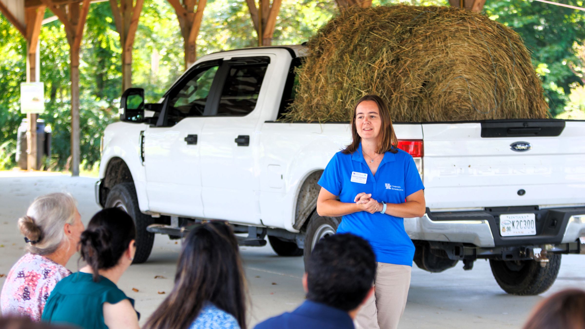 Rebecca Konopka, UK extension agent for Carter County, demonstrated hay testing. Photo by Matt Barton.